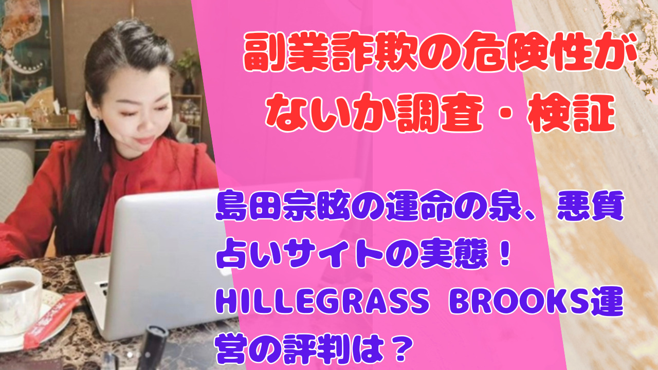 島田宗眩の運命の泉、悪質占いサイトの実態！HILLEGRASS BROOKS運営の評判は？