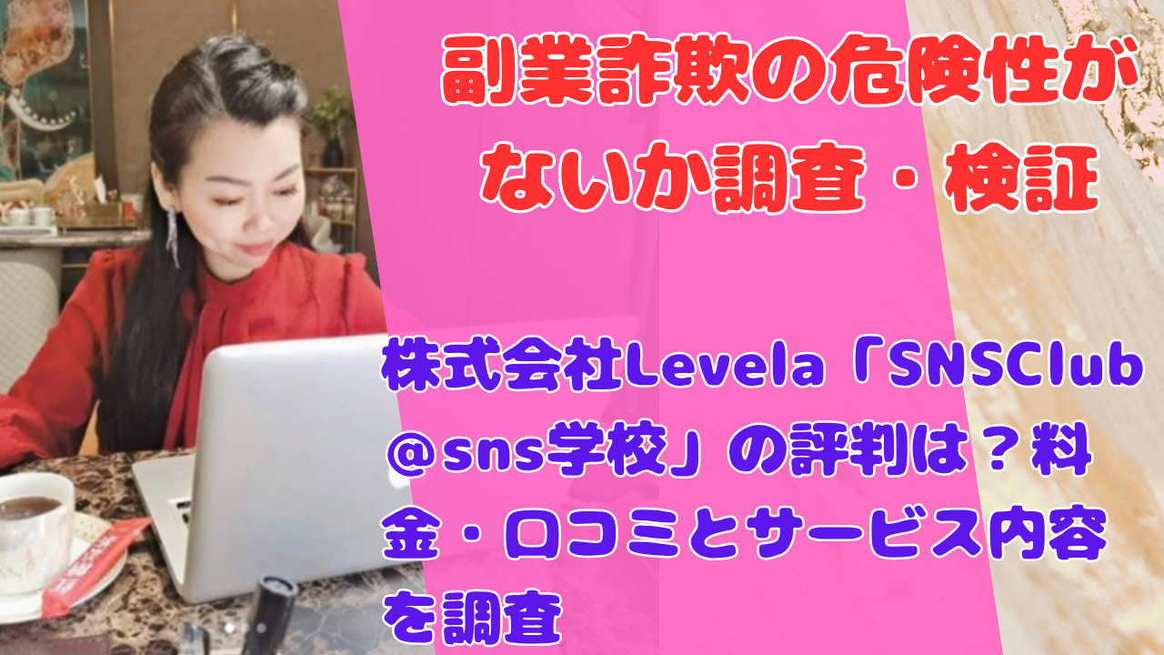 株式会社Levela「SNSClub＠sns学校」の評判は？料金・口コミとサービス内容を調査